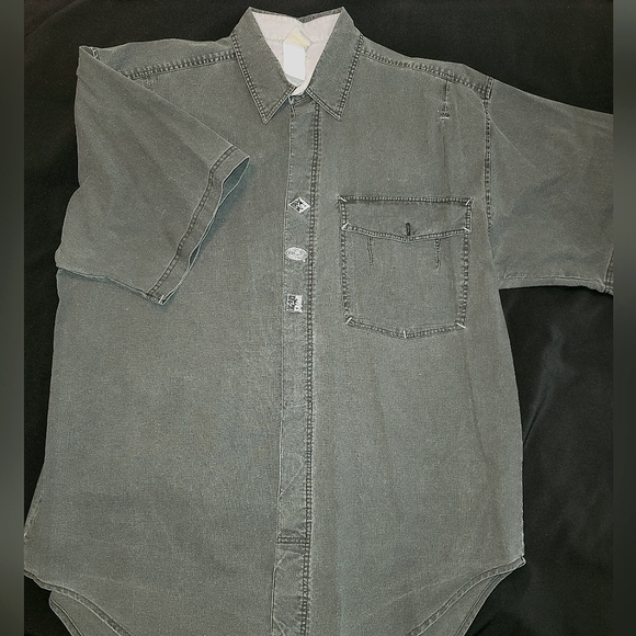 Vintage OP Charcoal button-down surfer shirt. Sz L - Picture 2 of 13